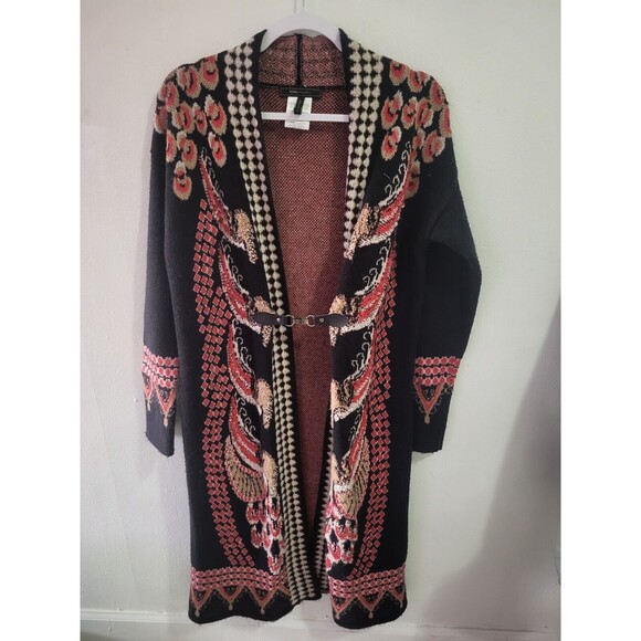 BCBG Maxazria runway Knit Sweater Long Jacket Coat Soft Fuzzy Long Open Cardigan - Picture 1 of 8